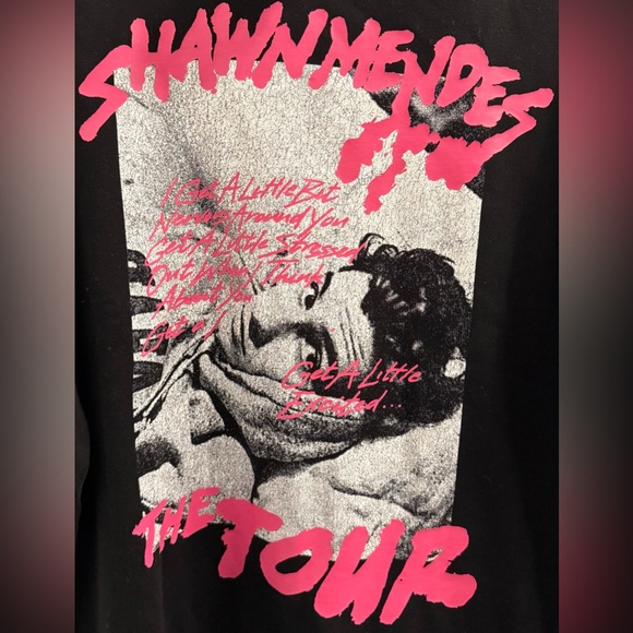 Divided | Shawn Mendes Tour Black Graphic Long Tunic  Hoodie Relaxed Fit - Picture 2 of 8